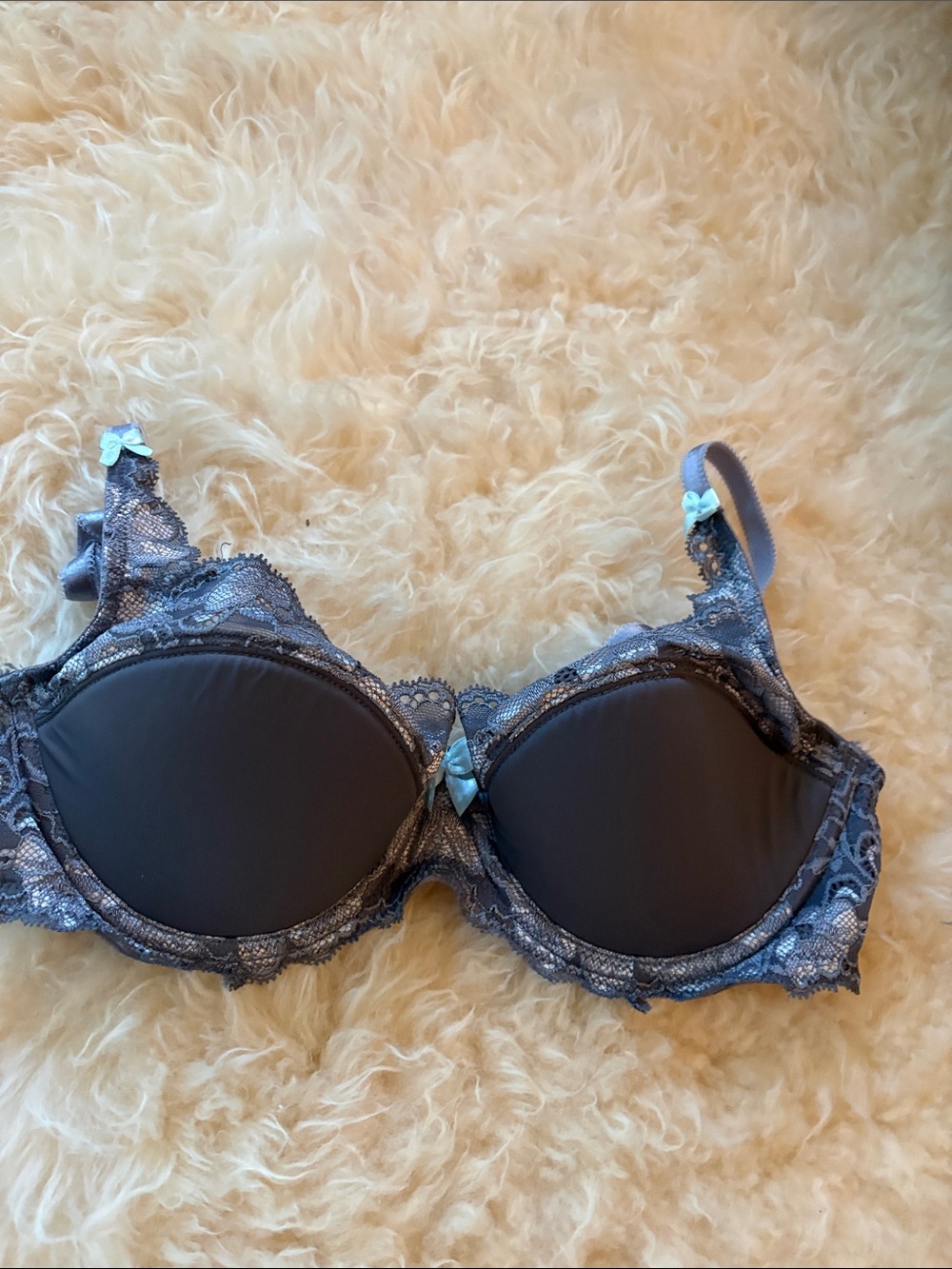Adore Me Slate Blue Lace-Trim Underwire Bra